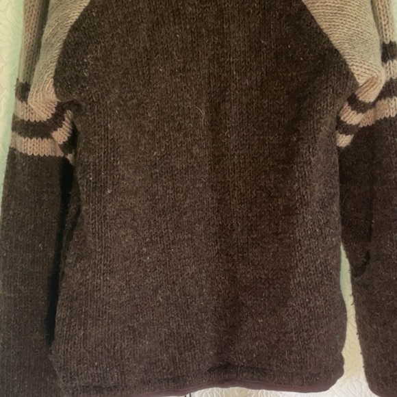 Men's Brown and Cream Hooded Jacket 100 percent wool - Picture 5 of 9